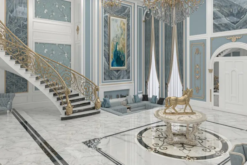 Staircase foyer and sunken lounge