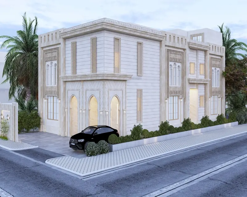 فلل حجرية بأقواس عربية معاصرة