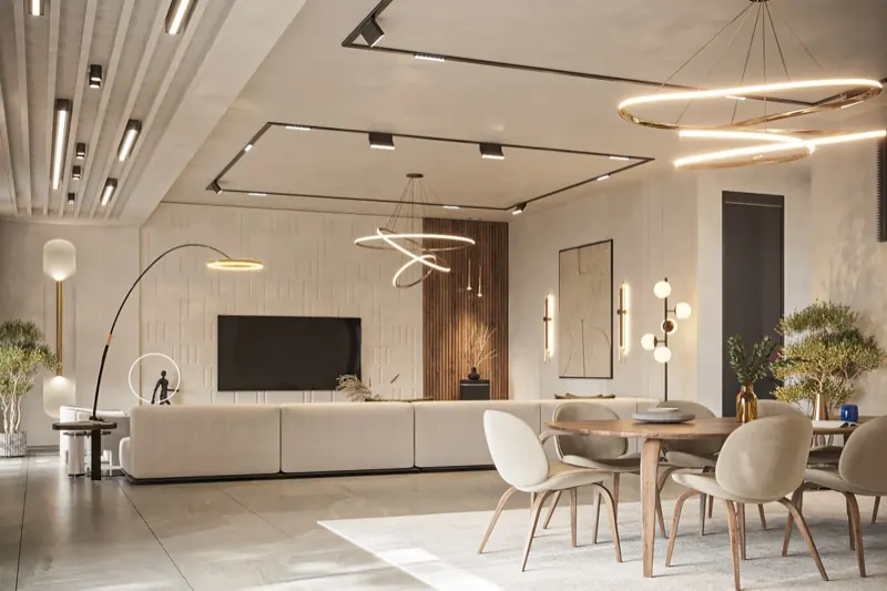 Open-plan living and dining